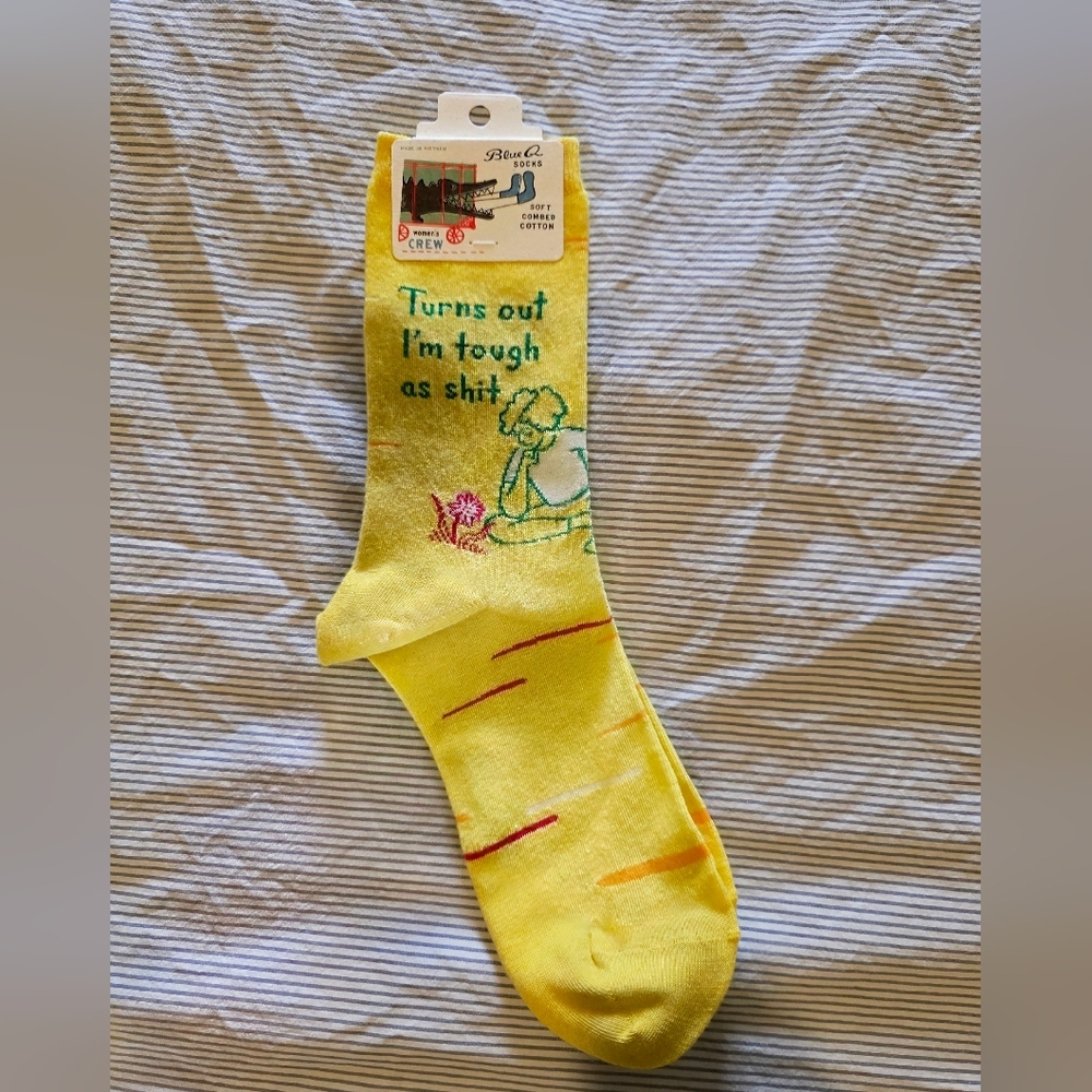 Blue Q Yellow Crew Socks